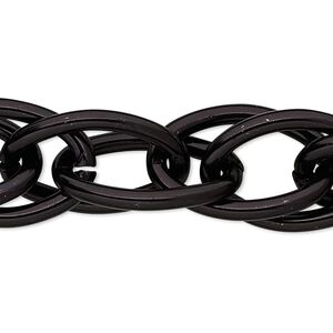 Chain 1pkg1 cable, 17mm double, aluminum / anodized black 25 foot unfinished