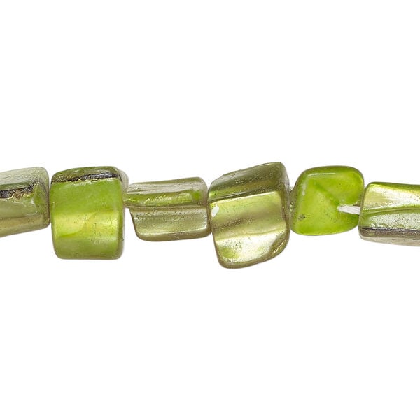 Mother-of-pearl shell 1pkg1, triangle tube bead 14 inch lime green 6x6mm-12x8mm image number 0