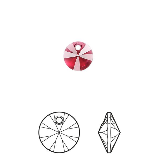 Drop 144pk scarlet, Swarovski&reg; 8mm pendant mini disk 6428 image number 0