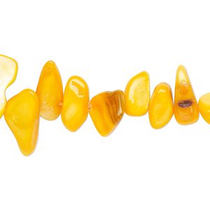 Mother-of-pearl shell 1pkg1, chip bead 30 inch yellow-orange small to extra-large