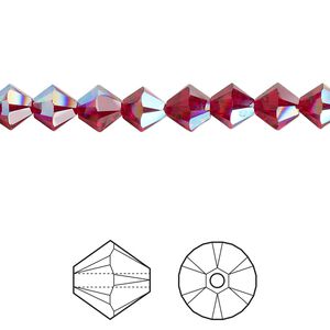 Bead 24pk Siam shimmer, Crystal Passions&reg; 6mm bicone 5328