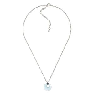 Necklace, Everyday Jewelry&trade;, Crystal Passions&reg; and silver-plated "pewter", blue, 21x18mm faceted go-go, 17-1/2 inches with 2-1/2 inch extender chain and lobster claw clasp. Sold individually.