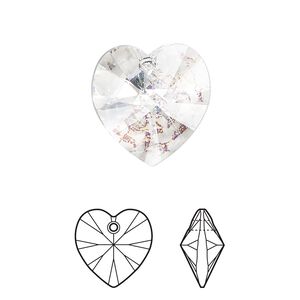 Drop 2pk crystal white patina, Crystal Passions&reg; 18mm pendant heart 6228
