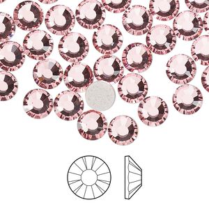 Flat back 24pk light rose foil back, Preciosa MAXIMA Czech crystal hotfix rhinestone 6.3-6.5mm chaton rose round SS30