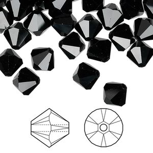 Bead 72pk jet, Crystal Passions&reg; 8mm bicone 5328