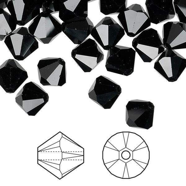 Bead 72pk jet, Crystal Passions&reg; 8mm bicone 5328 image number 0