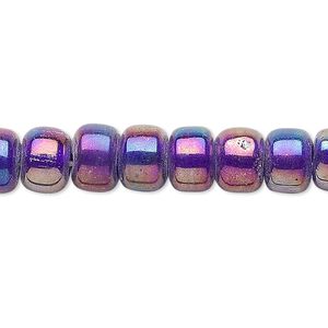 Bead, glass, translucent luster cobalt, 9x7mm crow. Sold per 24-inch strand.