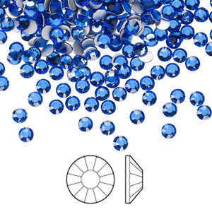 Flat back 1440pk sapphire foil back, Preciosa Viva 12&reg; Czech crystal rhinestone 3-3.2mm chaton rose round SS12