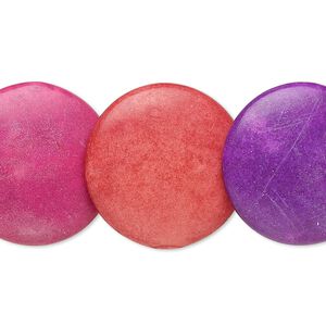 Magnesite / resin 1pkg1, coated lentil-drilled lentil bead 8 inch mixed colors 22-23mm