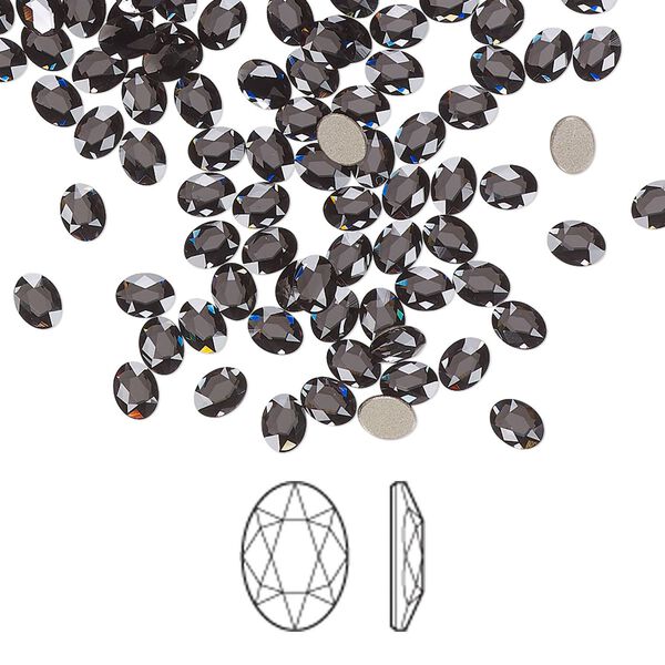 Flat back 288pk graphite foil back, Swarovski&reg; 4x3mm oval 2603 image number 0