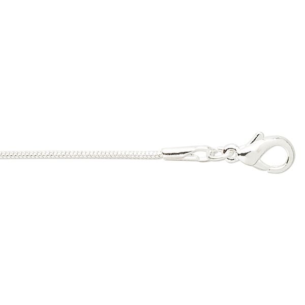 Chain 1pkg4 silver-plated snake, 1mm / lobster claw clasp, brass 18 inch image number 0