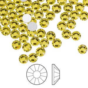 Flat back 1440pk citrine foil back, Preciosa Viva 12&reg; Czech crystal rhinestone 4.6-4.8mm chaton rose round SS20