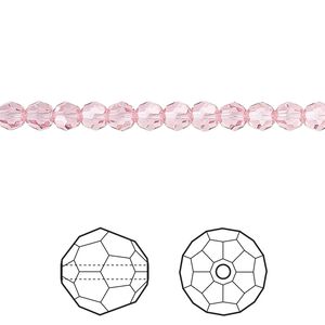 Bead 12pk light rose, Crystal Passions&reg; 4mm round 5000