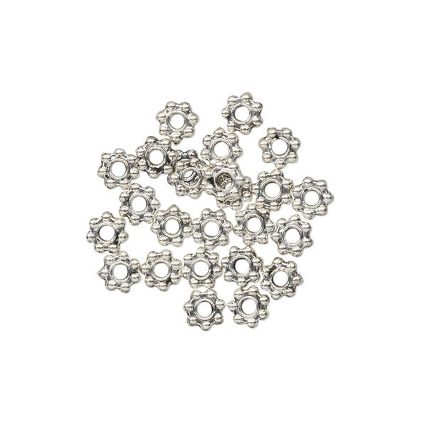 Bead 1pkg24 "pewter", 4x1mm beaded rondelle, antiqued image number 0