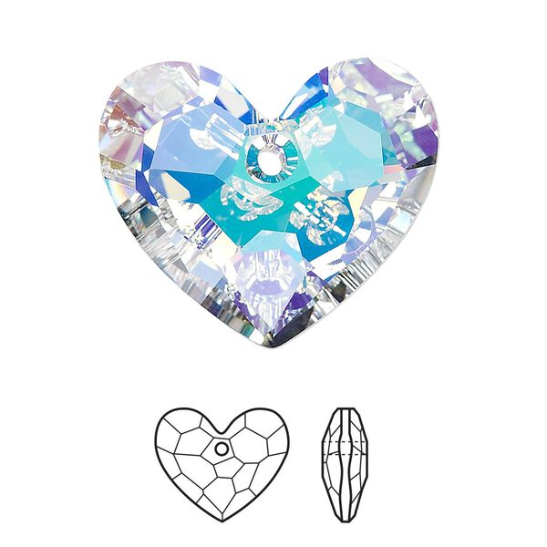Drop 16pk crystal AB, Swarovski&reg; 28x23mm pendant honeycomb heart 6264 image number 0