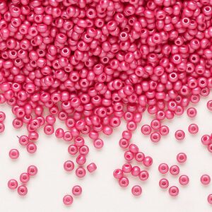Seed bead, Preciosa Ornela Czech glass, pkg/500g, #11 rocaille, opaque PermaLux dyed magenta chalkwhite, (22011).