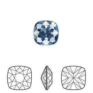 Fancy stone 1pk cool blue foil back, Crystal Passions&reg; Regenerated 12mm cushion 4470