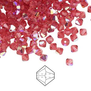 Bead 720pk Indian pink AB, Preciosa Czech crystal 4mm bicone