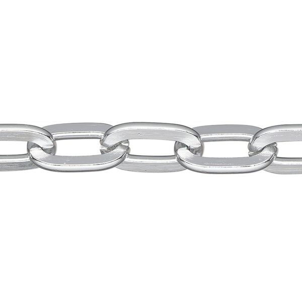 Chain 1pkg1 cable, 9mm flat, aluminum / anodized silver 25 foot unfinished image number 0