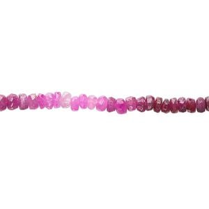 Ruby 1pkg1, hand-cut faceted rondelle bead 15.5-16 inch 3x1mm-4x3mm