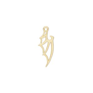 Charm Amoracast&reg; 1pkg1 sterling silver, 18x8mm 2-sided cutout dragon wing, brushed "vermeil" (gold finish)
