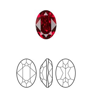 Fancy stone 144pk scarlet foil back, Swarovski&reg; 14x10mm oval 4120