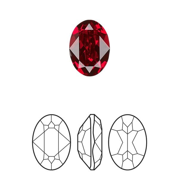 Fancy stone 144pk scarlet foil back, Swarovski&reg; 14x10mm oval 4120 image number 0
