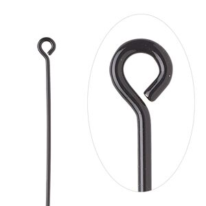 Eye pin 1pkg10 brass, 1.5 inch, 21 gauge electro-coated black