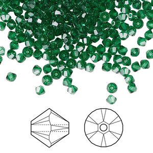 Bead 144pk majestic green, Crystal Passions&reg; 3mm bicone 5328