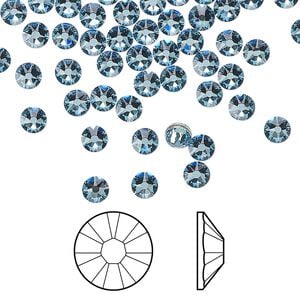 Flat back 144pk aquamarine foil back, Crystal Passions&reg; 3.8-4mm rose round SS16 2088