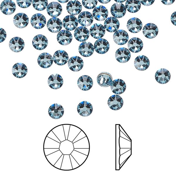 Flat back 144pk aquamarine foil back, Crystal Passions&reg; 3.8-4mm rose round SS16 2088 image number 0