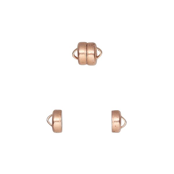Clasp magnetic 1pkg12, 5.9x4.8mm barrel, copper Mag-Lok&reg; 1-strand image number 0