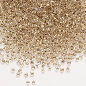 Seed bead, Preciosa Ornela Czech glass, pkg/500g, #11 rocaille, transparent metallic bronze-lined clear, (68106).