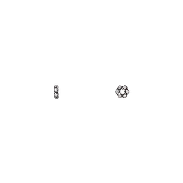 Bead, TierraCast&reg;, antique silver-plated pewter (tin-based alloy), 3x1mm beaded rondelle. Sold per pkg of 500. image number 0