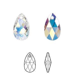 Drop 144pk crystal AB, Swarovski&reg; 16x9mm pendant pear 6106