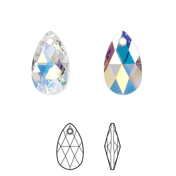 Drop 144pk crystal AB, Swarovski&reg; 16x9mm pendant pear 6106 image number 0