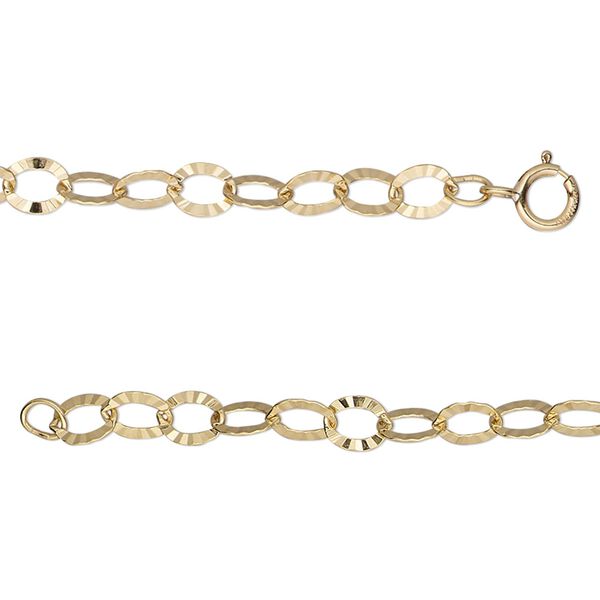 Chain 1pkg1 14Kt gold-filled starburst, 4mm oval / springring clasp, 20 inch image number 0