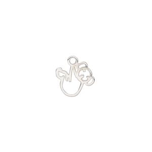 Charm Amoracast&reg; 1pkg1 sterling silver, 13mm 2-sided cutout koala bear