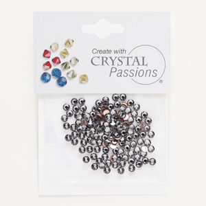 Flat back 1pkg144 crystal silver night, Crystal Passions&reg; rhinestone 3.00-3.12mm hotfix round SS12