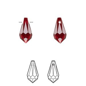 Drop 24pk Siam, Crystal Passions&reg; 13x6.5mm pendant teardrop 6000
