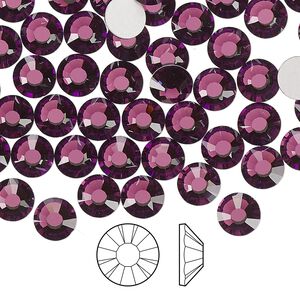 Flat back 288pk amethyst foil back, Preciosa MAXIMA Czech crystal rhinestone 6.3-6.5mm chaton rose round SS30