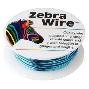 Wire, Zebra Wire&trade;, color-coated copper, turquoise blue, round, 18 gauge. Sold per 10-yard spool.