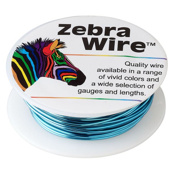 Wire, Zebra Wire&trade;, color-coated copper, turquoise blue, round, 18 gauge. Sold per 10-yard spool. image number 0