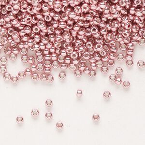 Seed bead, Miyuki, glass, pkg/250g, #11 rocaille, opaque galvanized pink blush, (RR-1067).
