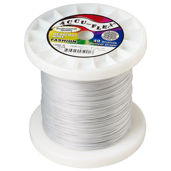 Beading wire, Accu-Flex&reg;, nylon and stainless steel, pearl, 49 strand, 0.024-inch diameter. Sold per 1,000-foot spool. image number 0