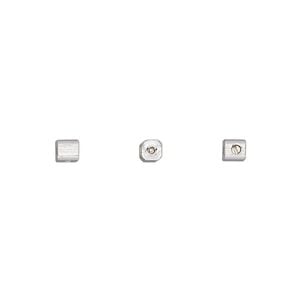 Crimp 1pkg10 silver-plated, 3mm rectangle barrel / up to 0.024 inch inside diameter, brass / Screw-Tite Crimps&trade;