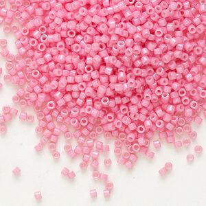Seed bead, Delica&reg; 1pkg7.5g glass, #11 round, opaque carnation pink / outside dyed (DB-1371)