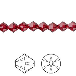 Bead 24pk scarlet, Crystal Passions&reg; 6mm bicone 5328