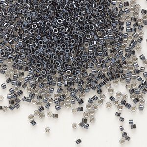 Seed bead, Delica&reg;, glass, pkg/250g, #11 round, translucent charcoal-lined luster crystal clear (DB-0925).