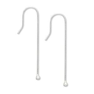 Ear wire fishhook 1pkg10 sterling silver-filled, 34mm / 30mm shank / 2mm ball, 22 gauge 5 pair